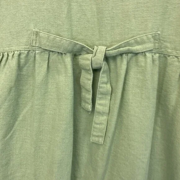 Vintage Erika Button Up Linen Blend Midi Dress Womens XL Western Green Prairie - Picture 13 of 13